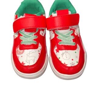 Boutique Christmas Holiday Sneakers Easy on Size 7C Unisex Red Green White VGUC